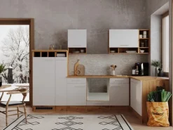 Respekta L-Küchenzeile Hilde LBBEKBL310EWC ohne E-Geräte 310 cm Weiß