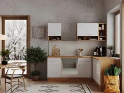 Respekta L-Küchenzeile Hilde LBBEKBL220EWC ohne E-Geräte 220 cm Weiß