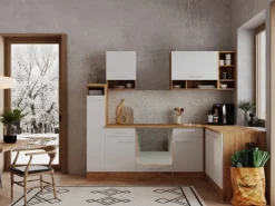 Respekta L-Küchenzeile Hilde LBBEKBL250EWC ohne E-Geräte 250 cm Weiß