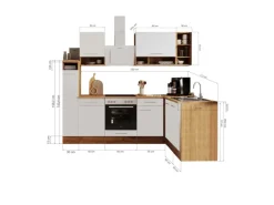 Respekta L-Küchenzeile Hilde LBBEKBL250EWC ohne E-Geräte 250 cm Weiß