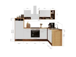 Respekta L-Küchenzeile Hilde LBBEKBL280EWC ohne E-Geräte 280 cm Weiß