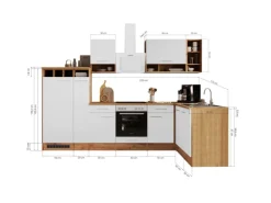 Respekta L-Küchenzeile Hilde LBBEKBL310EGC ohne E-Geräte 310 cm Grau