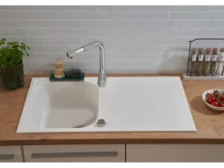 Respekta  Massivgranit-Einbauspüle Orlando 86 cm x 50 cm Weiß