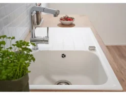 Respekta  Massivgranit-Einbauspüle Orlando 86 cm x 50 cm Weiß