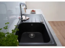 Respekta Massivgranit-Einbauspüle Orlando 100 cm x 50 cm Schwarz