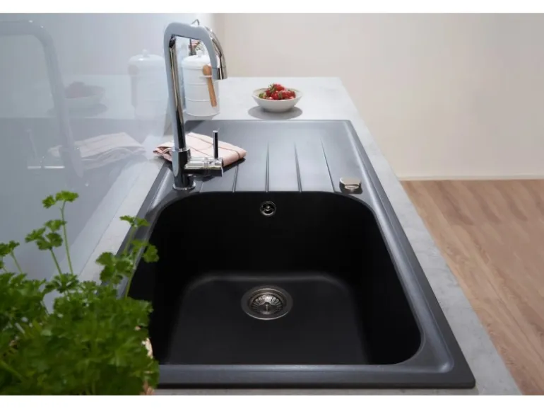 Respekta Massivgranit-Einbauspüle Orlando 100 cm x 50 cm Schwarz