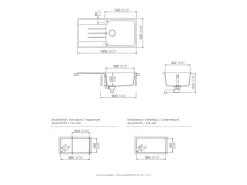 Respekta Massivgranit-Einbauspüle Orlando 100 cm x 50 cm Schwarz