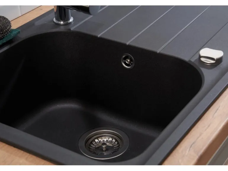 Respekta Massivgranit-Einbauspüle Orlando 86 cm x 50 cm Schwarz