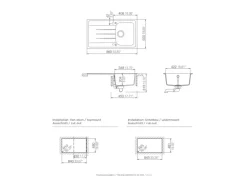 Respekta Massivgranit-Einbauspüle Orlando 86 cm x 50 cm Schwarz