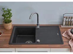 Respekta  Massivgranit-Einbauspüle Columbia 78 cm x 50 cm Schwarz