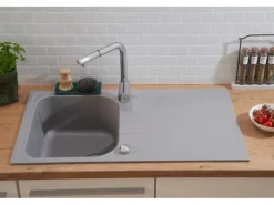 Respekta  Massivgranit-Einbauspüle Orlando 86 cm x 50 cm Betongrau