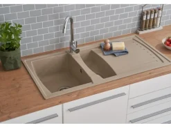 Respekta Mineralite Einbauspüle Boston 100 x 50 cm Sandbeige