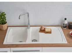 Respekta Mineralite Einbauspüle Boston 100 x 50 cm Weiß