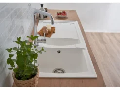 Respekta Mineralite Einbauspüle Boston 100 x 50 cm Weiß