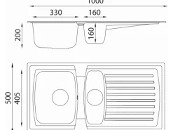 Respekta Mineralite Einbauspüle Boston 100 x 50 cm Weiß