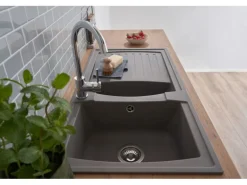 Respekta Mineralite Einbauspüle Boston 100 x 50 cm Betongrau