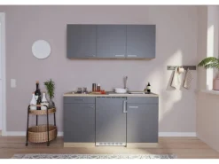 Respekta Miniküche KB150ESG 150 cm Grau