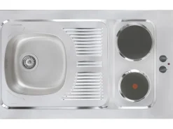 Respekta Miniküche MK100ESGOS 100 cm Grau-Eiche Sägerau Nachbildung