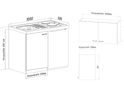 Respekta Miniküche MK100ESGOSC 100 cm Grau-Eiche Sägerau Nachbildung