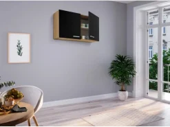 Respekta Miniküche MK100ESSOSC 100 cm Schwarz-Eiche Sägerau Nachbildung