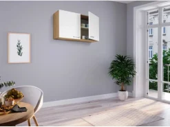 Respekta Miniküche MK100ESWOS 100 cm Weiß-Eiche Sägerau Nachbildung