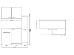Respekta Miniküche MK130ESWOSC 130 cm Weiß-Eiche Sägerau Nachbildung