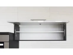 Respekta Premium Inselküche 310 cm Grau Hochglanz-Weiß