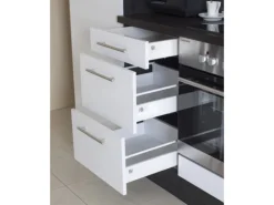 Respekta Premium Inselküche 310 cm Grau Hochglanz-Weiß