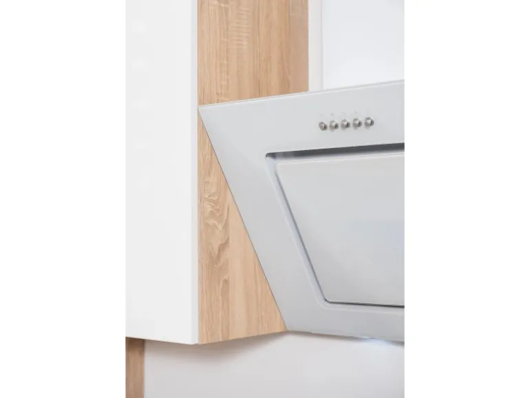 Respekta Premium Küchenzeile Grifflos 385 cm Weiß Hochglanz-Eiche Sägerau