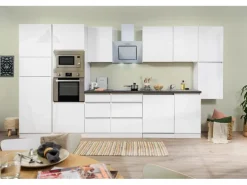 Respekta Premium Küchenzeile GLRP395HWWGKE 395 cm Weiß Hochglanz