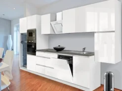 Respekta Premium Küchenzeile GLRP395HWWGKE 395 cm Weiß Hochglanz