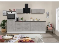 Respekta Premium Küchenzeile Amanda 280 cm Beton-Optik-Weiß
