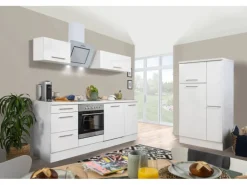 Respekta Premium Küchenzeile 310 cm Weiß Hochglanz