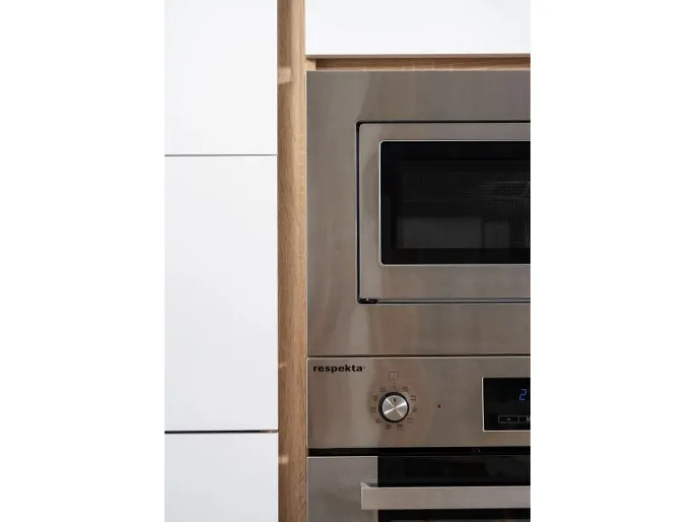 Respekta Premium Küchenzeile Grifflos 385 cm Schwarz Hochglanz-Eiche Sägerau