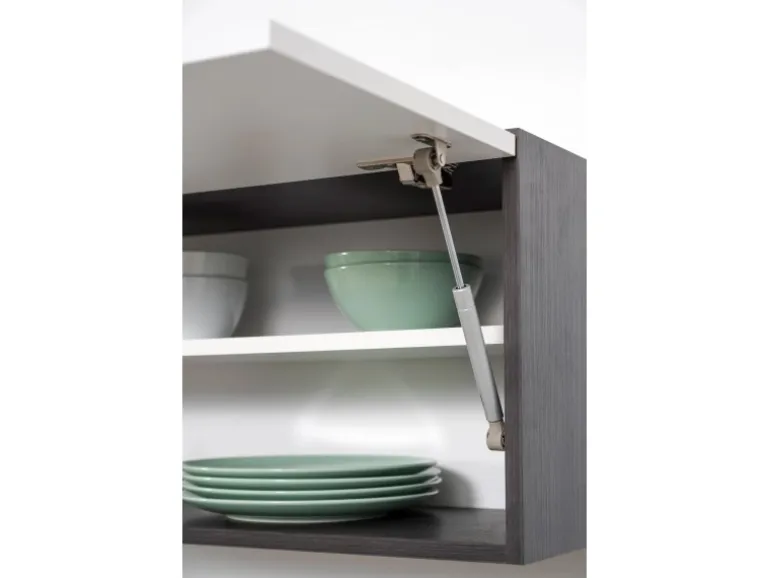 Respekta Premium Küchenzeile 310 cm Hochbau Grau Hochglanz-Eiche Grau