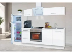 Respekta Premium Küchenzeile 270 cm Weiß Hochglanz