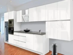 Respekta Premium Küchenzeile Grifflos 435 cm Weiß Hochglanz-Weiß