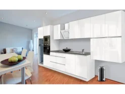 Respekta Premium Küchenzeile Grifflos 435 cm Weiß Hochglanz-Weiß