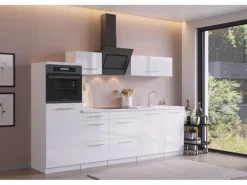 Respekta Premium Küchenzeile RP280HWW42060BS 280 cm Hochglanz Weiß