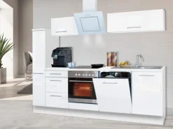 Respekta Premium Küchenzeile 250 cm Weiß Hochglanz