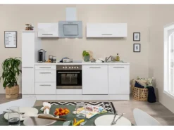 Respekta Premium Küchenzeile 250 cm Weiß Hochglanz