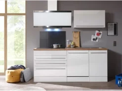 Respekta Premium Küchenzeile 320 cm Weiß Hochglanz