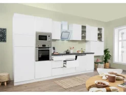 Respekta Premium Küchenzeile Grifflos 445 cm Weiß Matt-Weiß