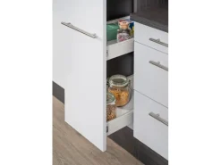 Respekta Premium Küchenzeile 250 cm Schwarz Hochglanz-Eiche Grau