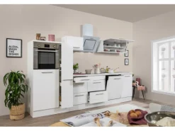 Respekta Premium Küchenzeile 310 cm Hochbau Weiß Hochglanz