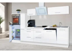 Respekta Premium Küchenzeile 310 cm Hochbau Weiß Hochglanz