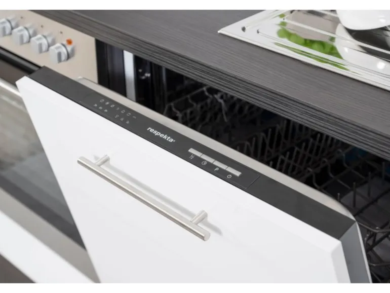 Respekta Premium Küchenzeile 280 cm Grau Hochglanz-Eiche Grau