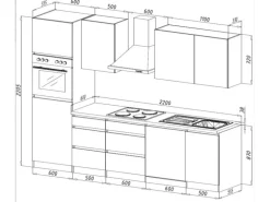 Respekta Premium Küchenzeile 280 cm Grifflos Grau Hochglanz-Weiß