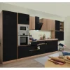 Respekta Premium Küchenzeile GLRP445HESSGKEOES Grifflos 445 cm Schwarz Eiche NB