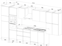 Respekta Premium Küchenzeile GLRP445HESSGKEOES Grifflos 445 cm Schwarz Eiche NB